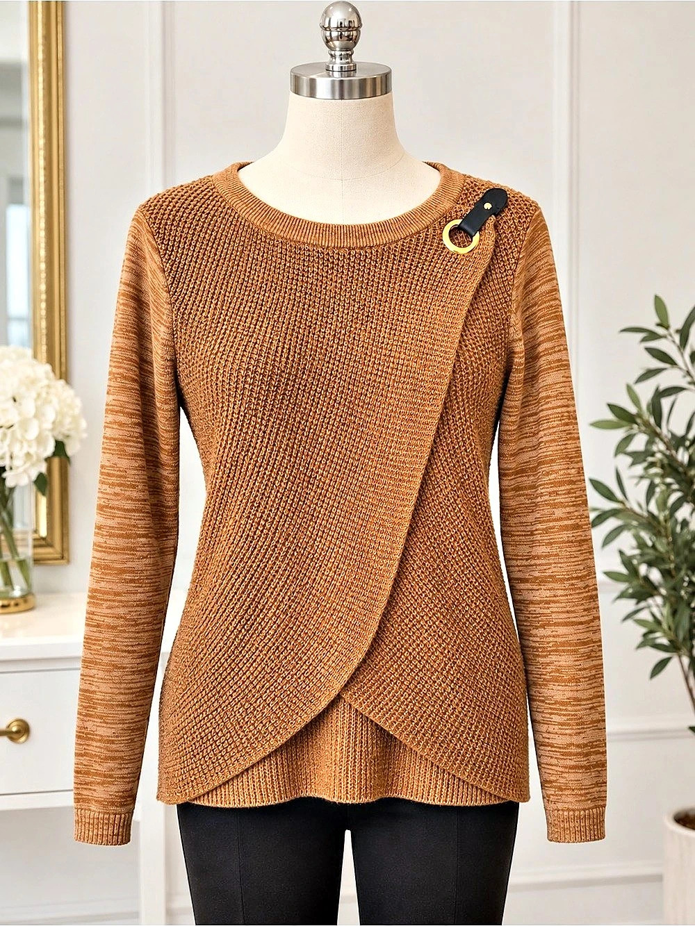 INC International Concepts Femme Force DC Women's Brown Sweater Size Large NWT